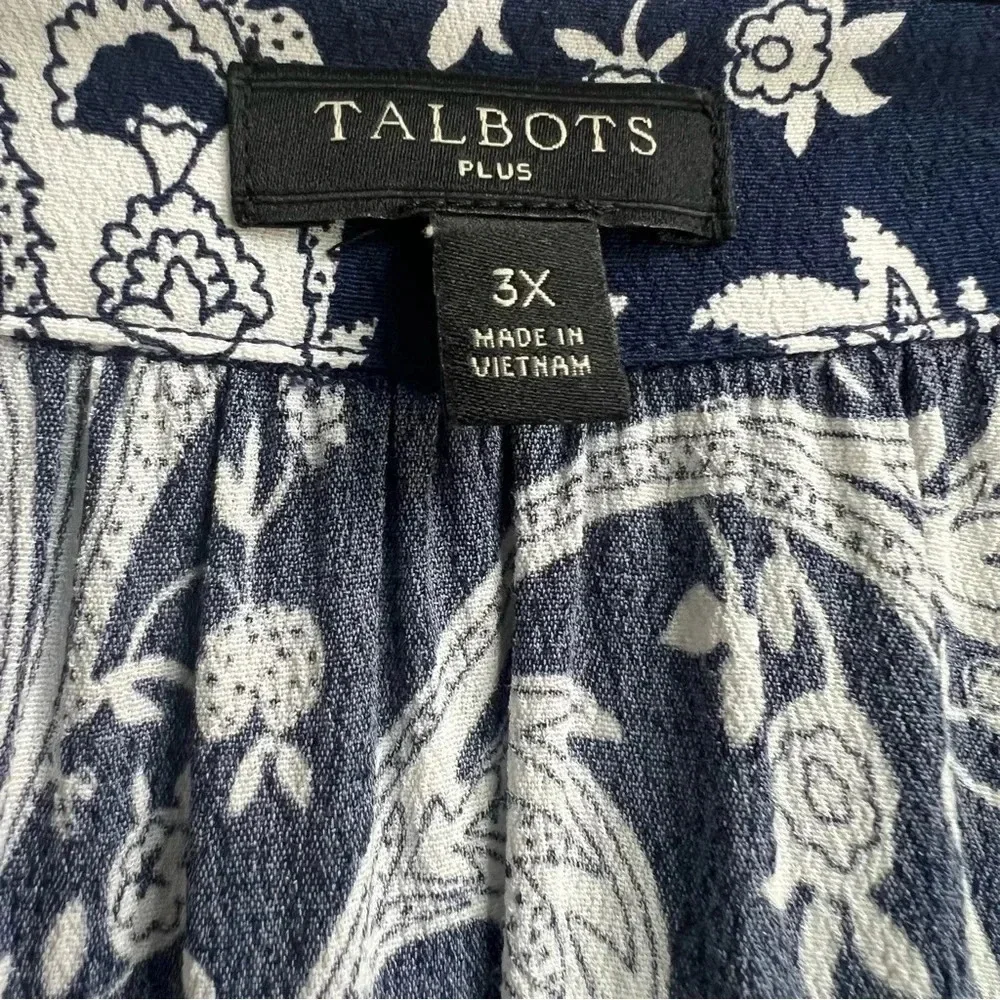 TALBOTS FLOUNCE HEM MIDI DRESS IN BLUE/WHITE PAISLEY 3X Tiered Modest Workwear - Picture 8 of 12